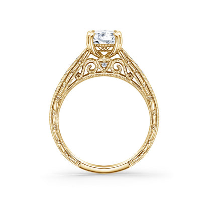 Hand Engraved Vintage Inspired Diamond Solitaire Engagement Ring