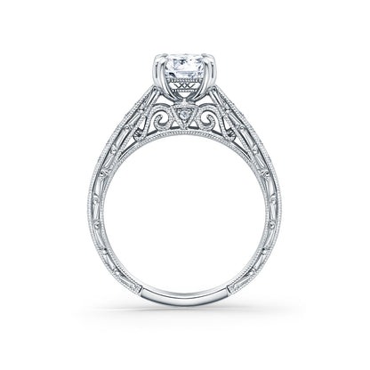 Hand Engraved Vintage Inspired Diamond Solitaire Engagement Ring