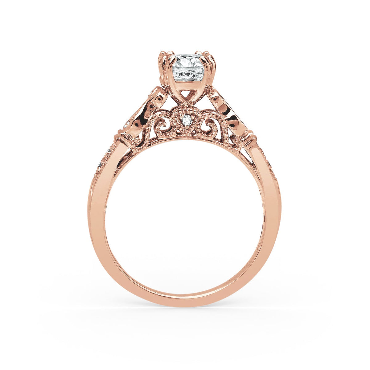 Ribbon Filigree Diamond Engagement Ring