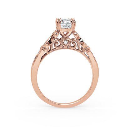 Ribbon Filigree Diamond Engagement Ring
