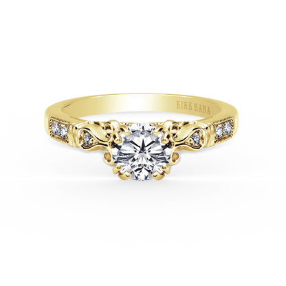 Ribbon Filigree Diamond Engagement Ring