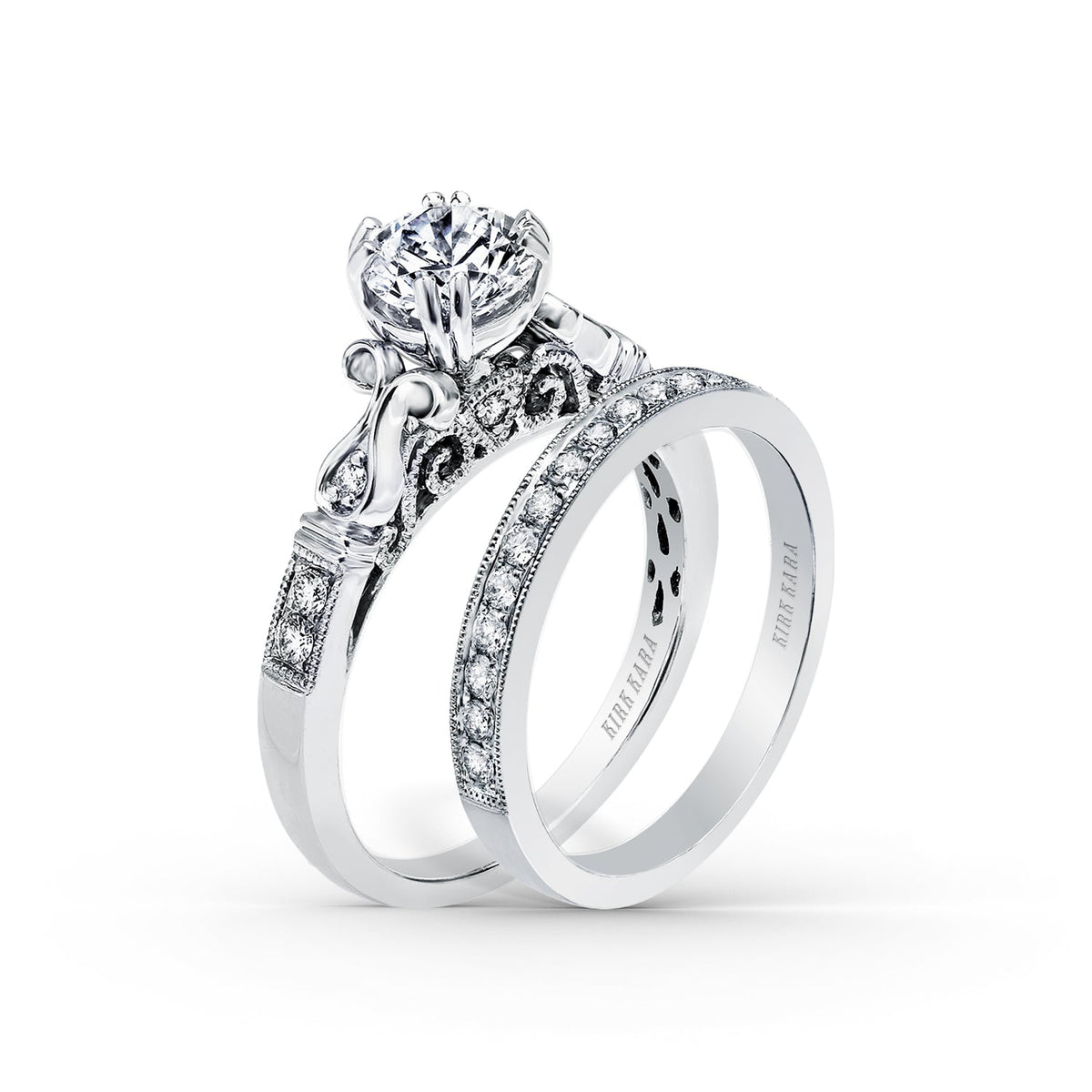 Ribbon Filigree Diamond Engagement Ring