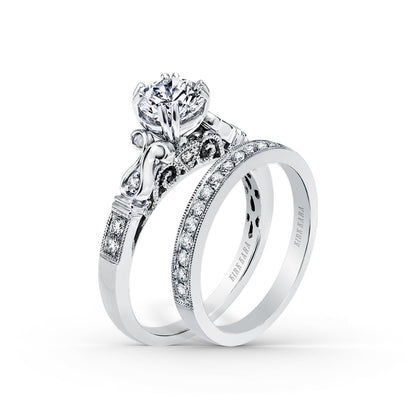 Ribbon Filigree Diamond Engagement Ring