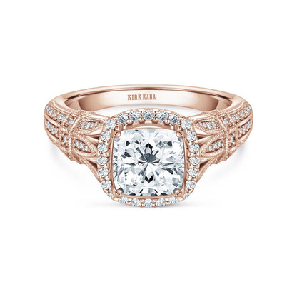 Filigree Vintage Halo Cathedral Diamond Engagement Ring