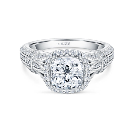 Filigree Vintage Halo Cathedral Diamond Engagement Ring
