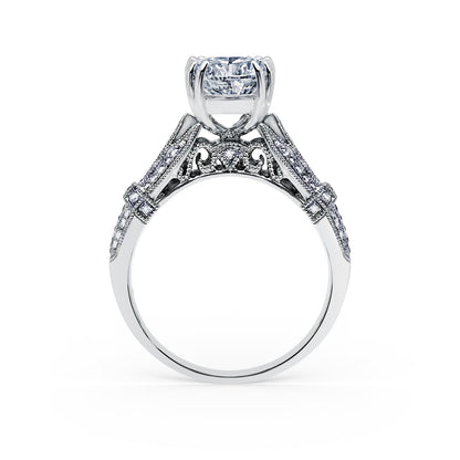 Filigree Vintage Cathedral Diamond Engagement Ring