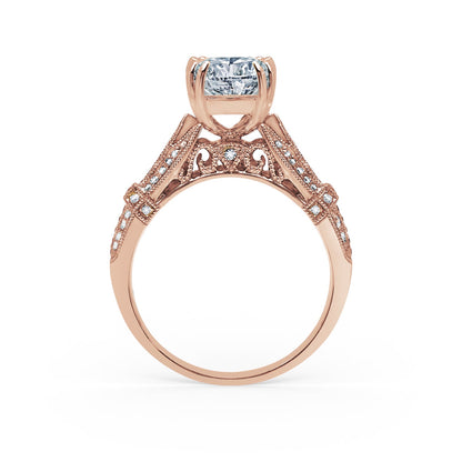 Filigree Vintage Cathedral Diamond Engagement Ring