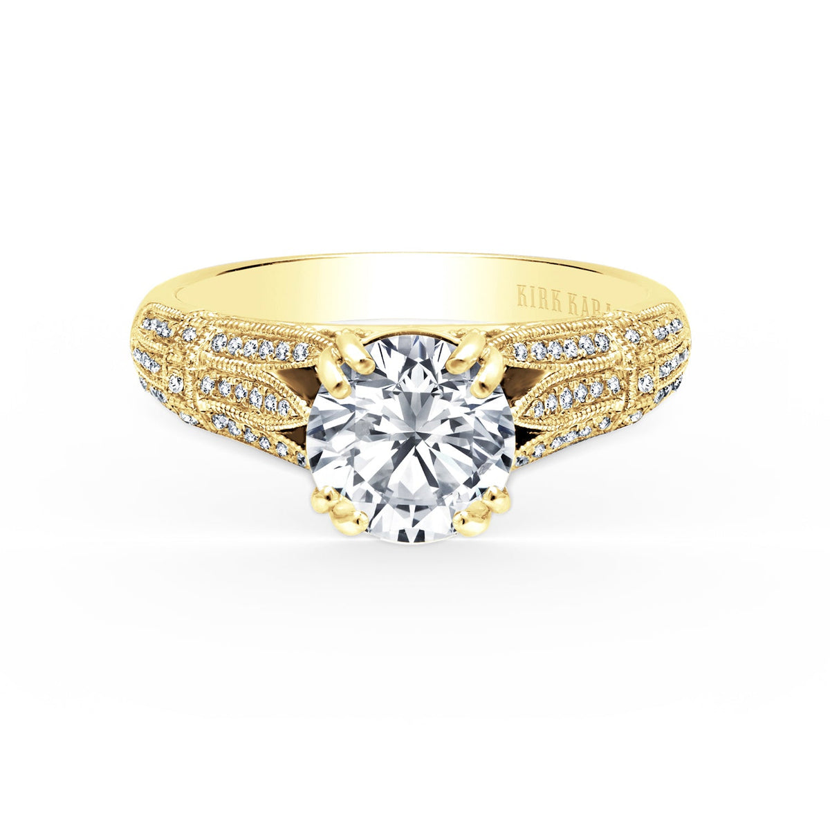 Filigree Vintage Cathedral Diamond Engagement Ring