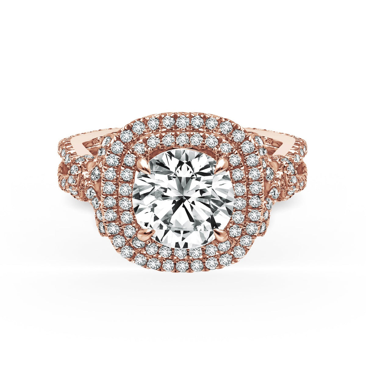 Prong Set Double Halo Diamond Engagement Ring