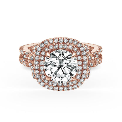 Prong Set Double Halo Diamond Engagement Ring