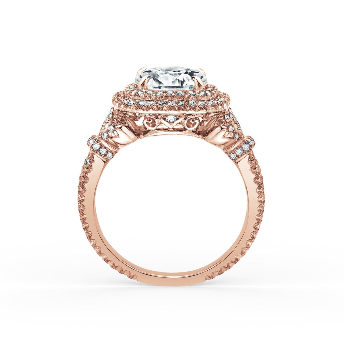 Prong Set Double Halo Diamond Engagement Ring