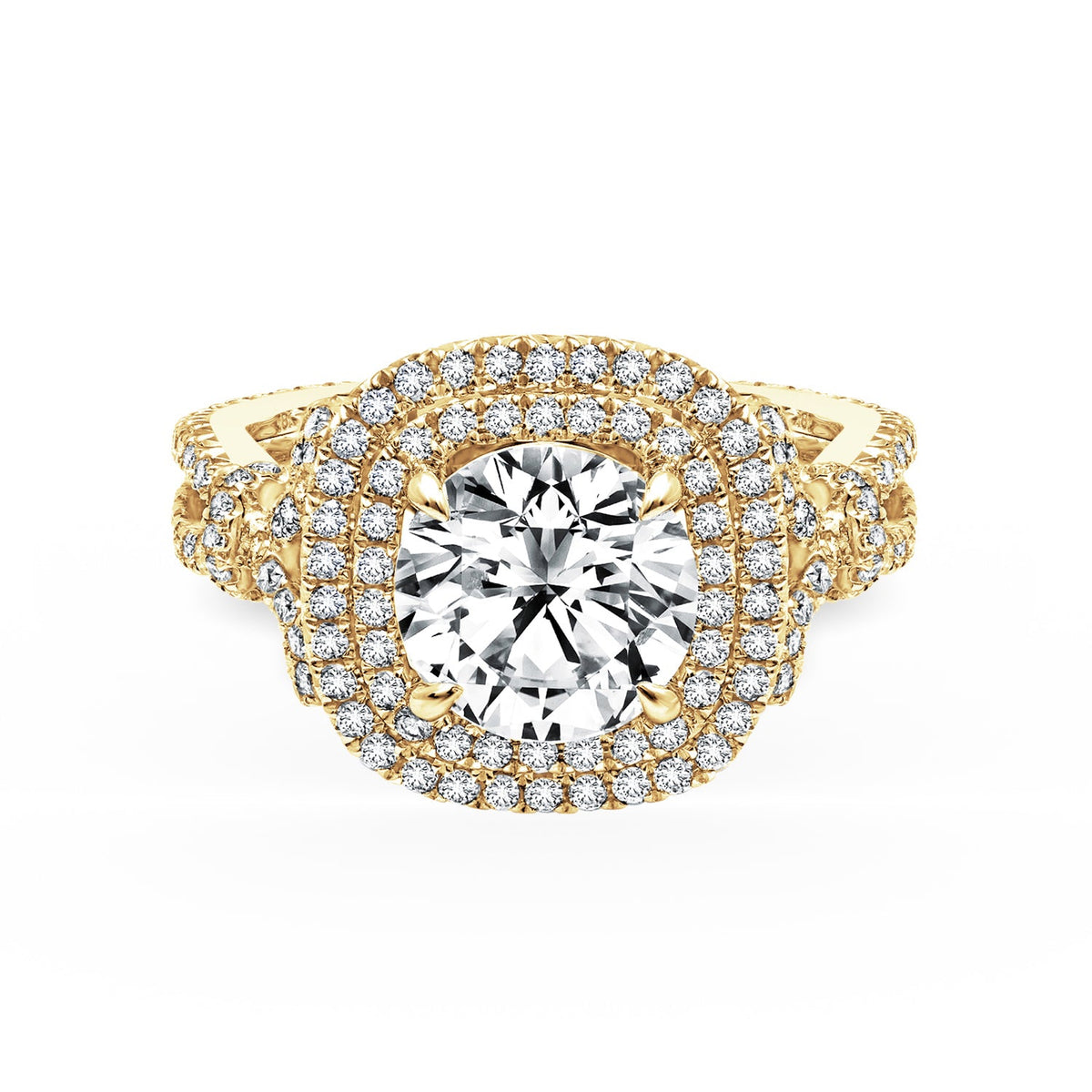 Prong Set Double Halo Diamond Engagement Ring