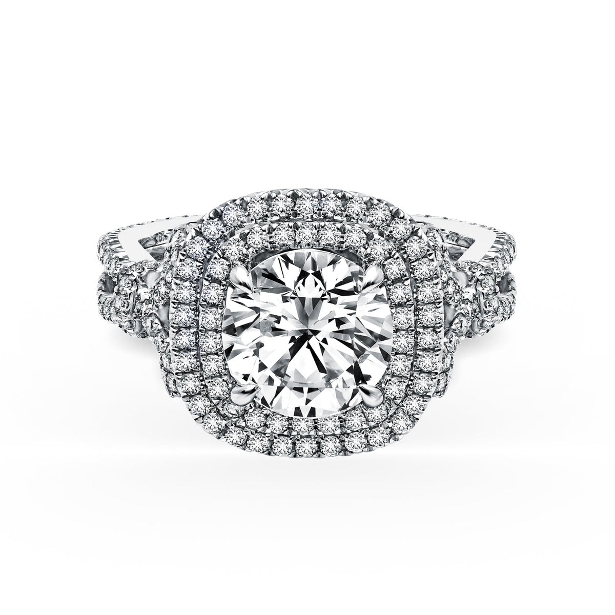 Prong Set Double Halo Diamond Engagement Ring