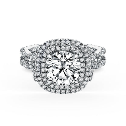 Prong Set Double Halo Diamond Engagement Ring