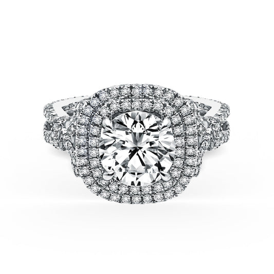 Prong Set Double Halo Diamond Engagement Ring