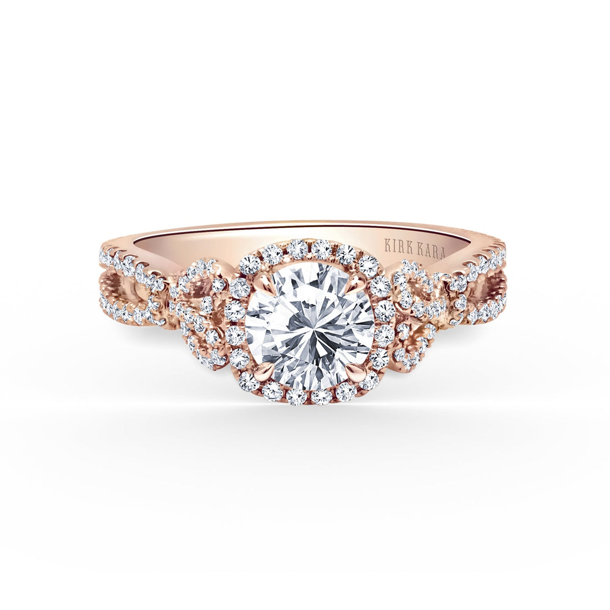 Delicate Bows Halo Diamond Engagement Ring