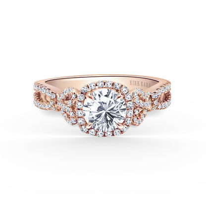 Delicate Bows Halo Diamond Engagement Ring
