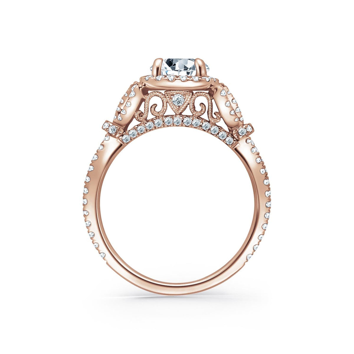 Delicate Bows Halo Diamond Engagement Ring