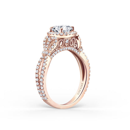 Delicate Bows Halo Diamond Engagement Ring