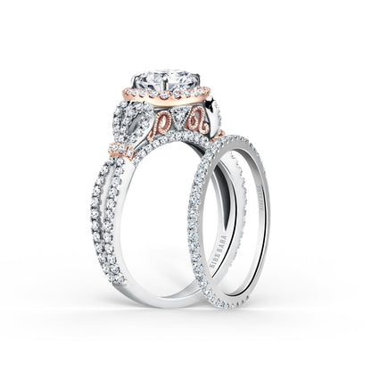 Delicate Bows Halo Diamond Engagement Ring