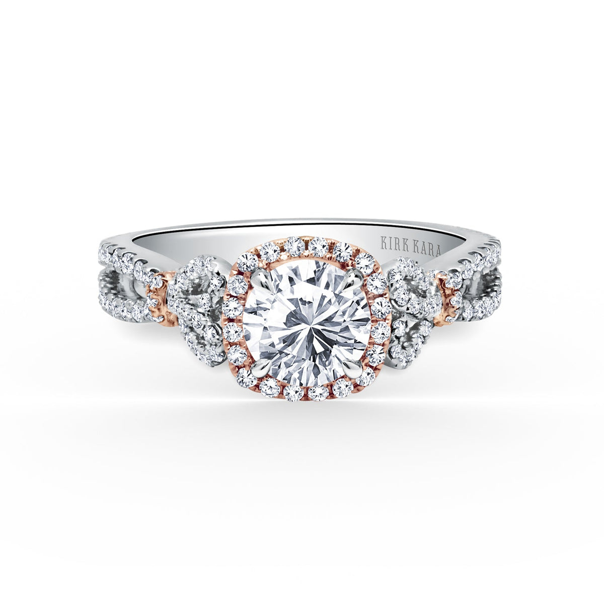 Delicate Bows Halo Diamond Engagement Ring