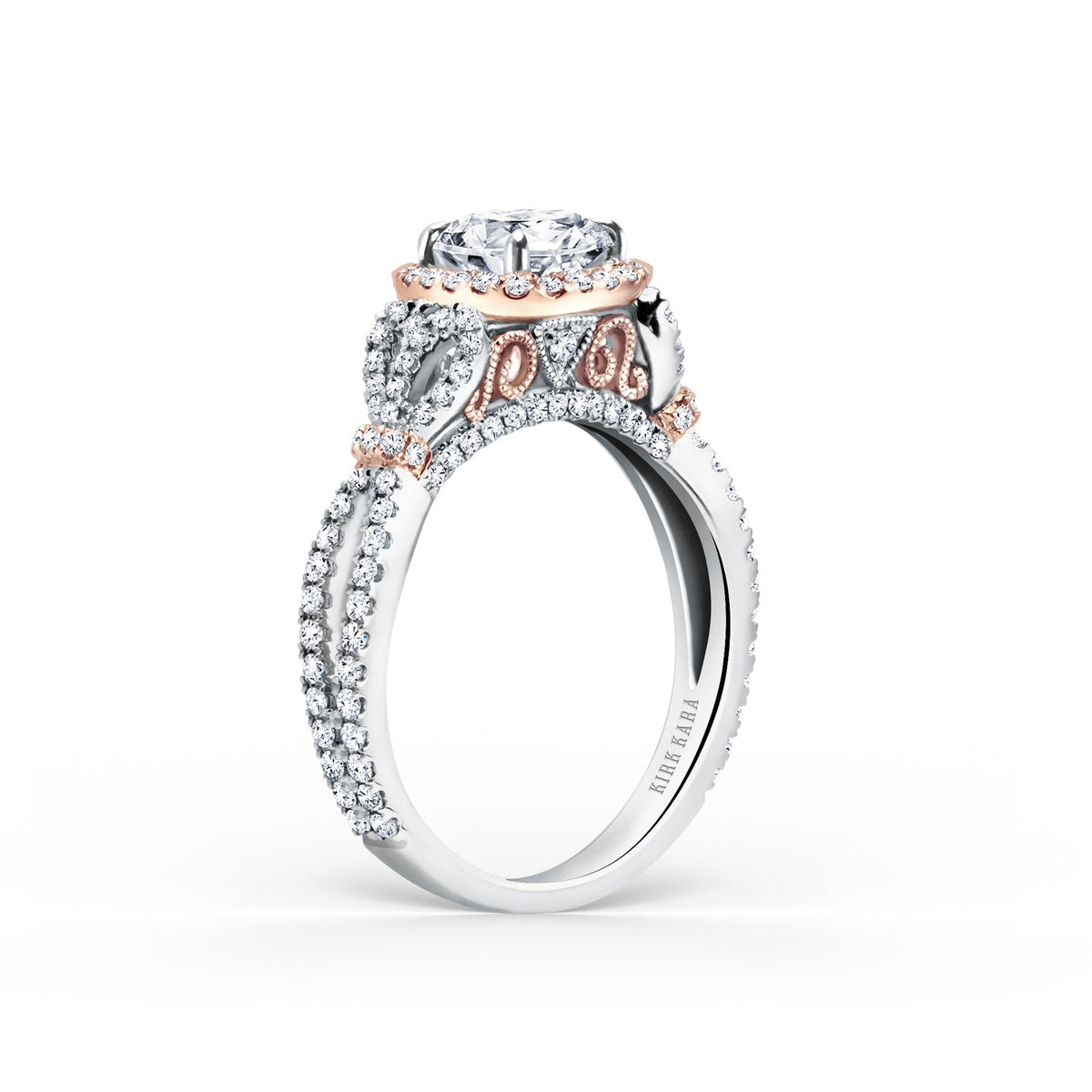 Delicate Bows Halo Diamond Engagement Ring