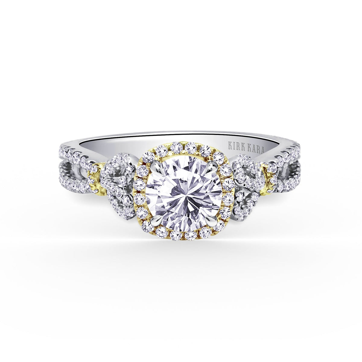 Delicate Bows Halo Diamond Engagement Ring