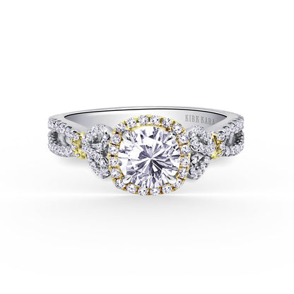 Delicate Bows Halo Diamond Engagement Ring