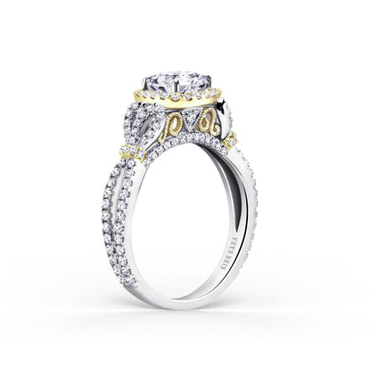 Delicate Bows Halo Diamond Engagement Ring
