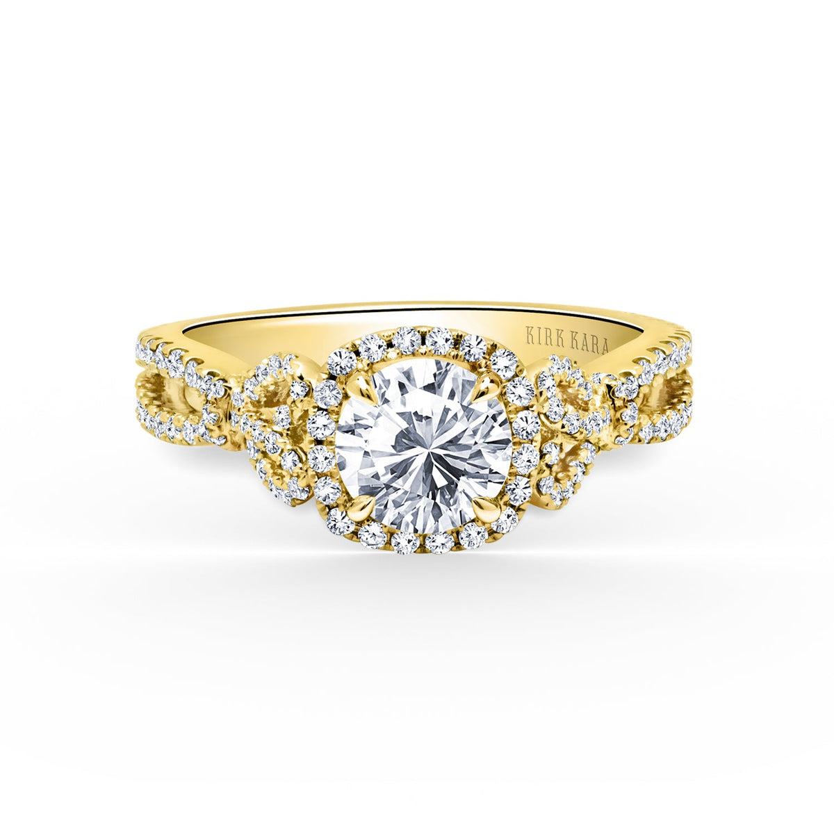 Delicate Bows Halo Diamond Engagement Ring
