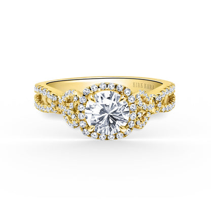 Delicate Bows Halo Diamond Engagement Ring