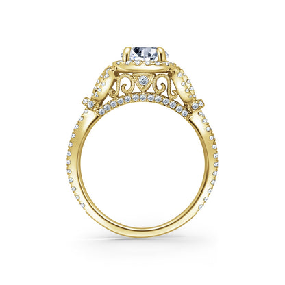 Delicate Bows Halo Diamond Engagement Ring