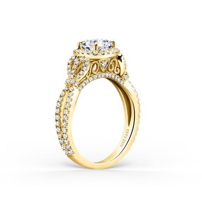 Delicate Bows Halo Diamond Engagement Ring