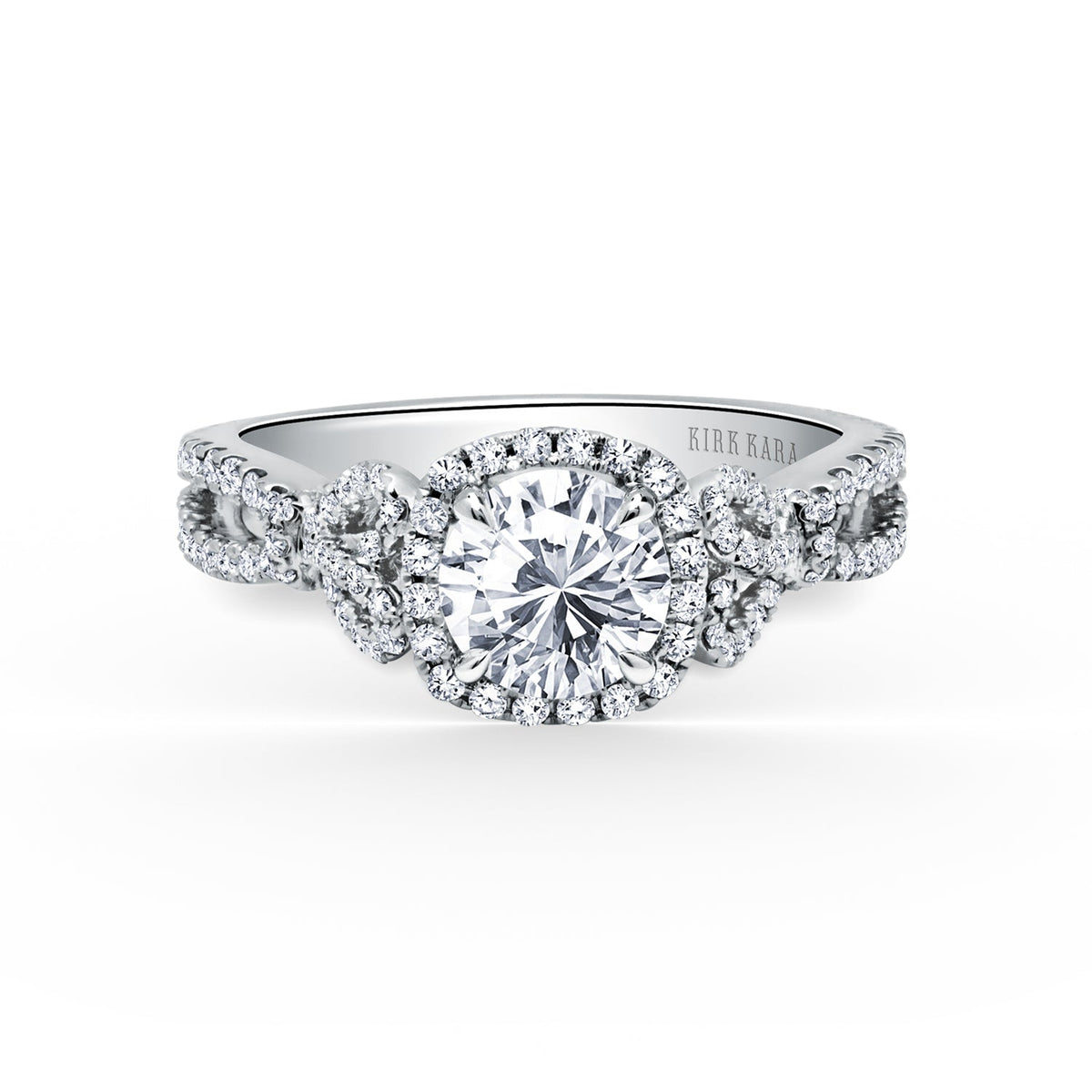 Delicate Bows Halo Diamond Engagement Ring