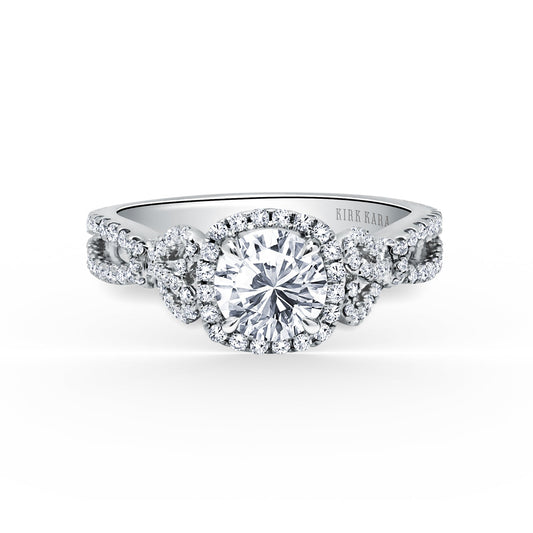 Delicate Bows Halo Diamond Engagement Ring