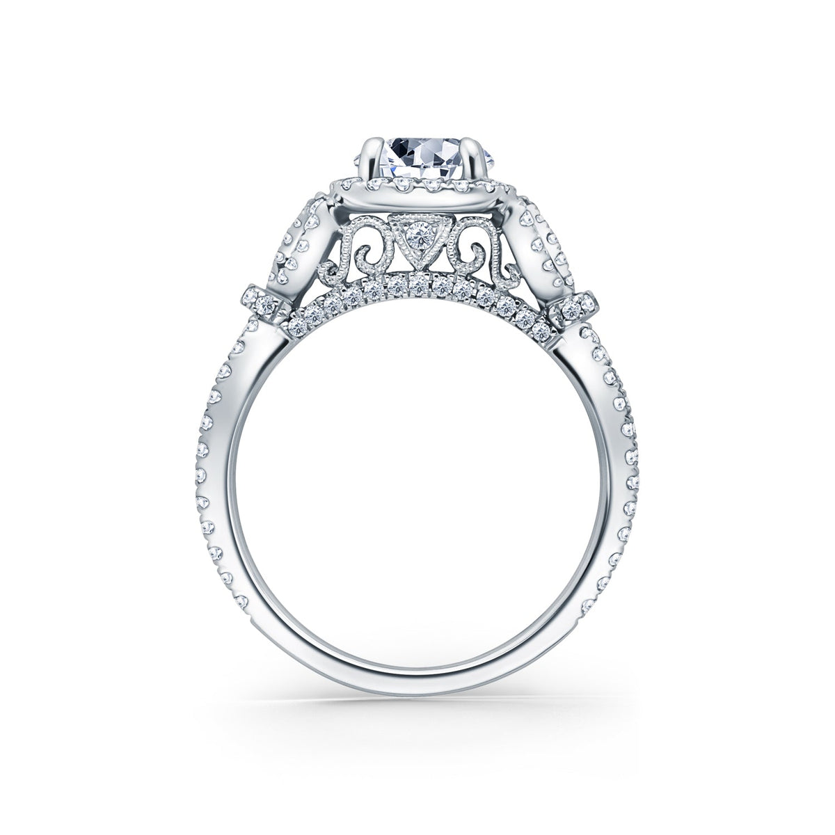 Delicate Bows Halo Diamond Engagement Ring