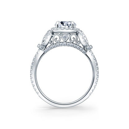 Delicate Bows Halo Diamond Engagement Ring