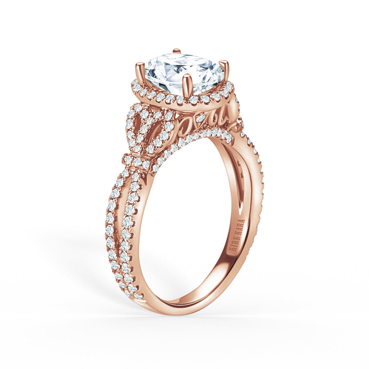 Delicate Bows Halo Diamond Engagement Ring