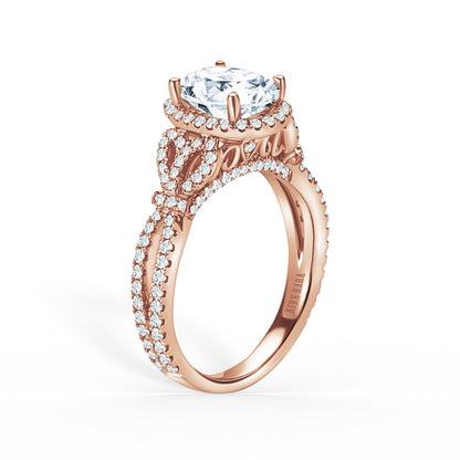 Delicate Bows Halo Diamond Engagement Ring