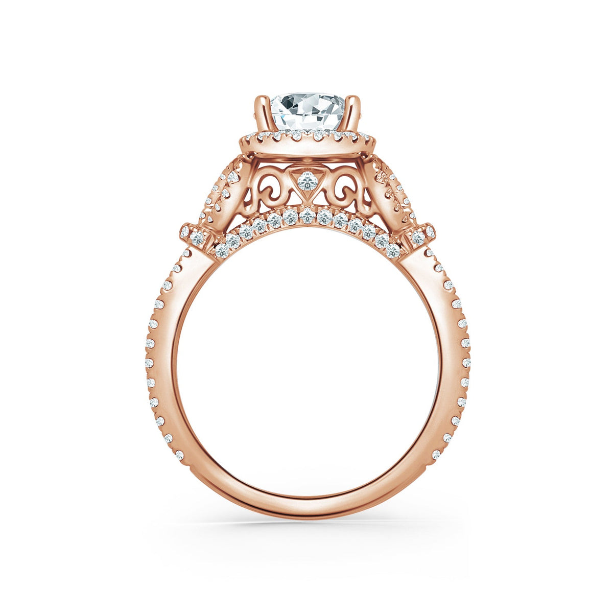 Delicate Bows Halo Diamond Engagement Ring