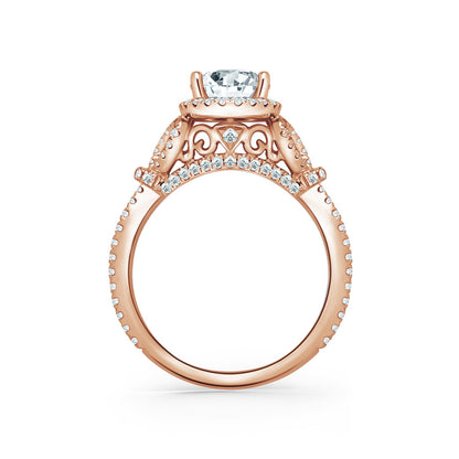 Delicate Bows Halo Diamond Engagement Ring