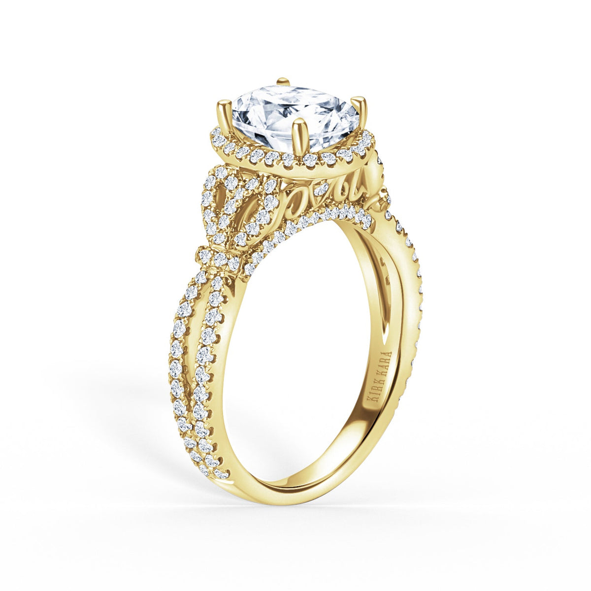 Delicate Bows Halo Diamond Engagement Ring