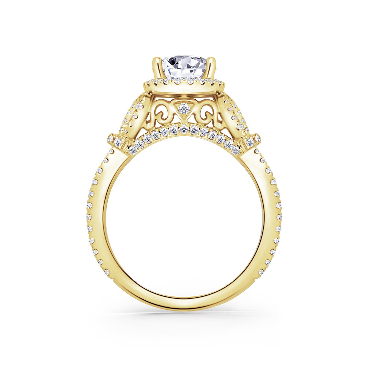 Delicate Bows Halo Diamond Engagement Ring