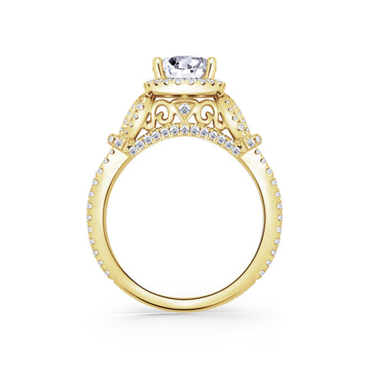 Delicate Bows Halo Diamond Engagement Ring