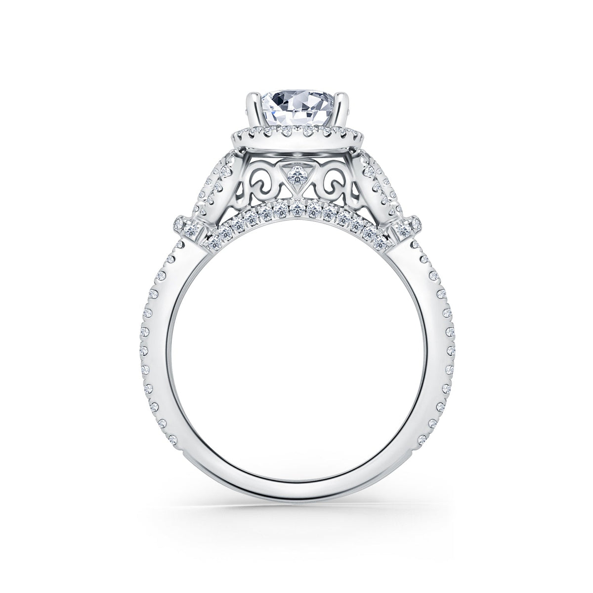 Delicate Bows Halo Diamond Engagement Ring