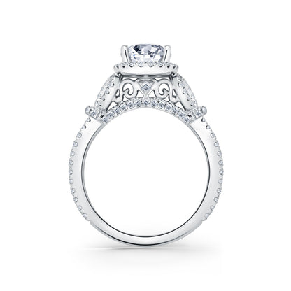Delicate Bows Halo Diamond Engagement Ring