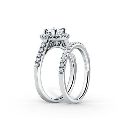 Classic Delicate Prong Set Halo Diamond Engagement Ring
