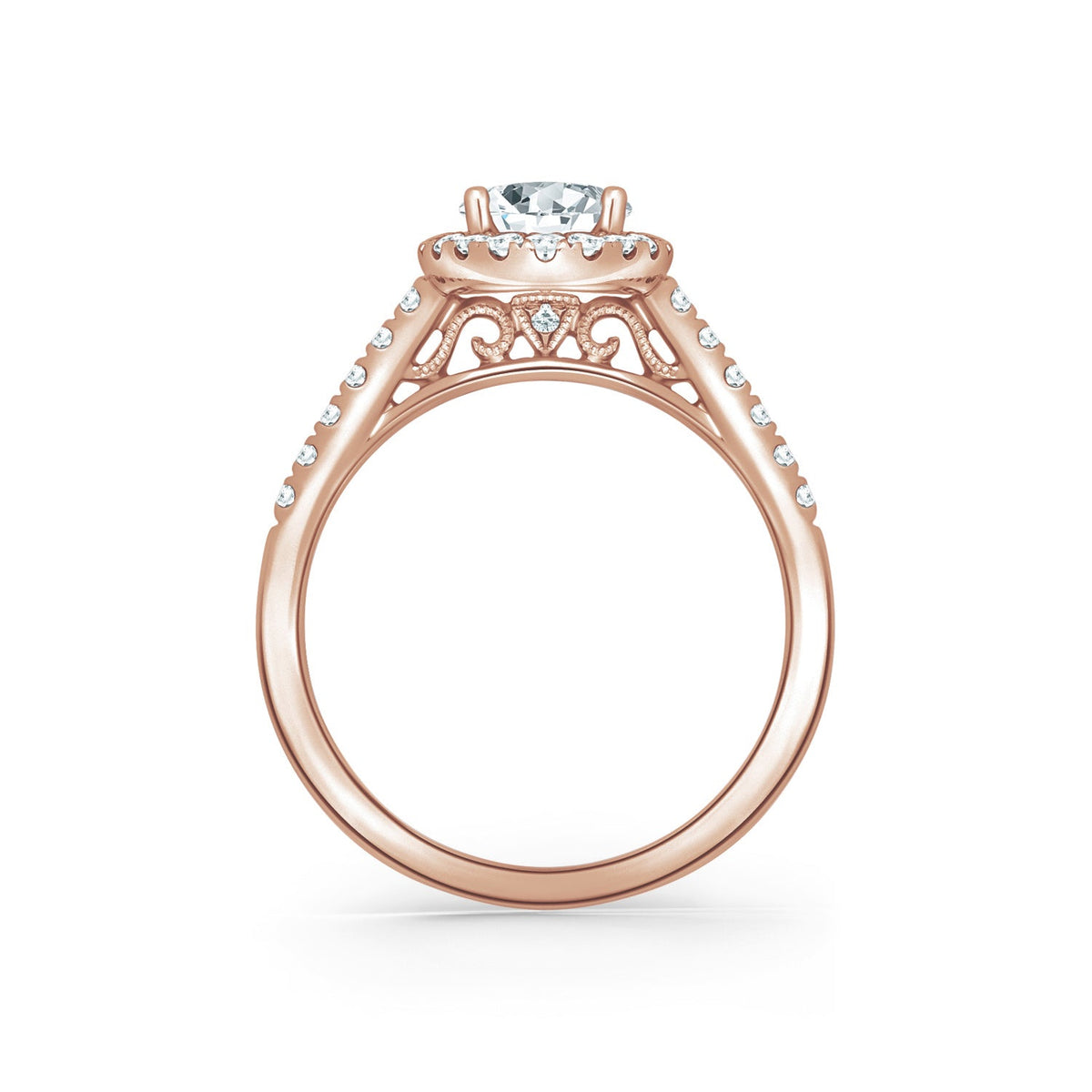 Classic Delicate Prong Set Halo Diamond Engagement Ring