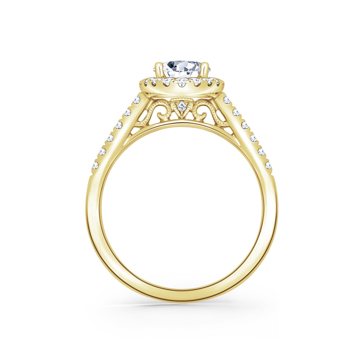 Classic Delicate Prong Set Halo Diamond Engagement Ring