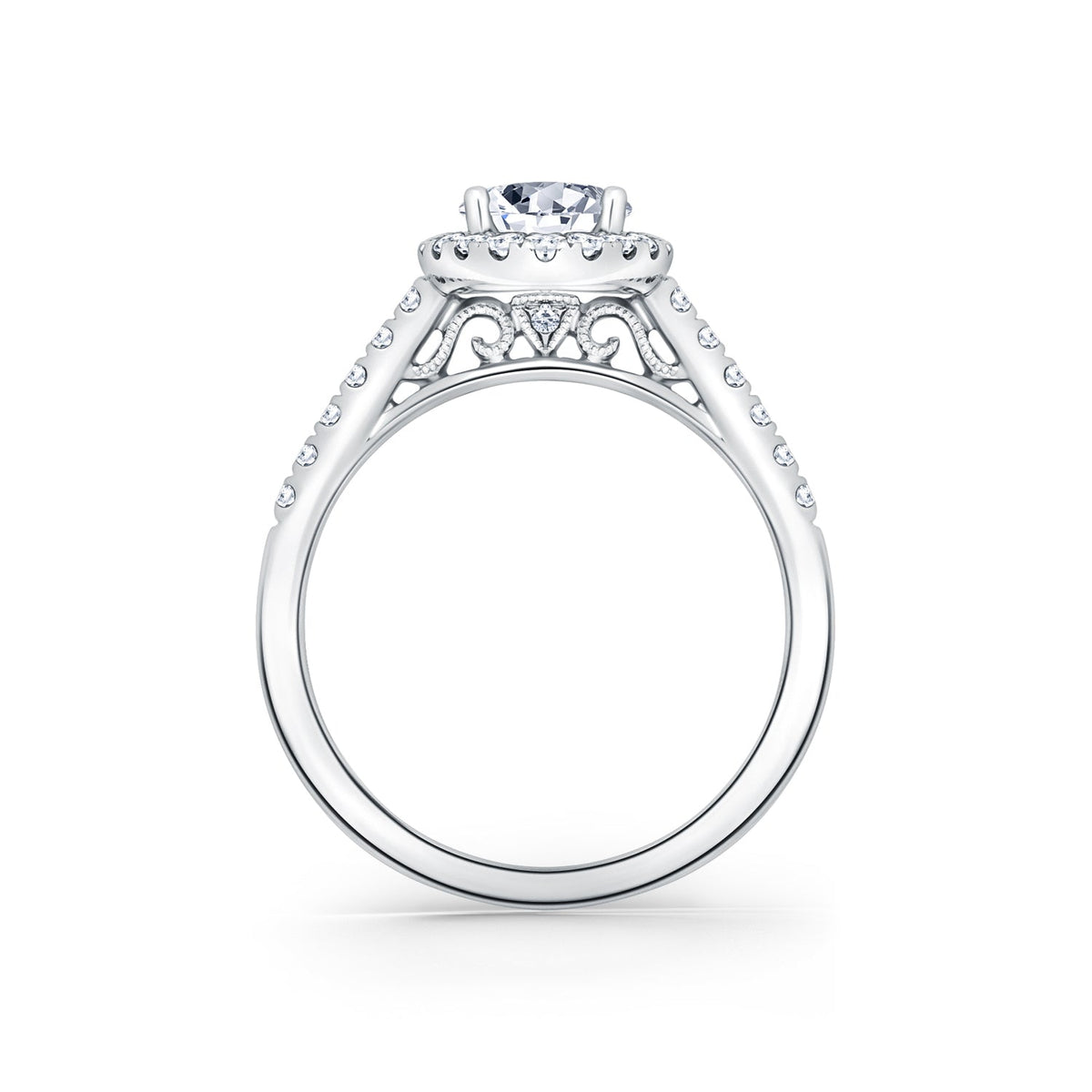Classic Delicate Prong Set Halo Diamond Engagement Ring